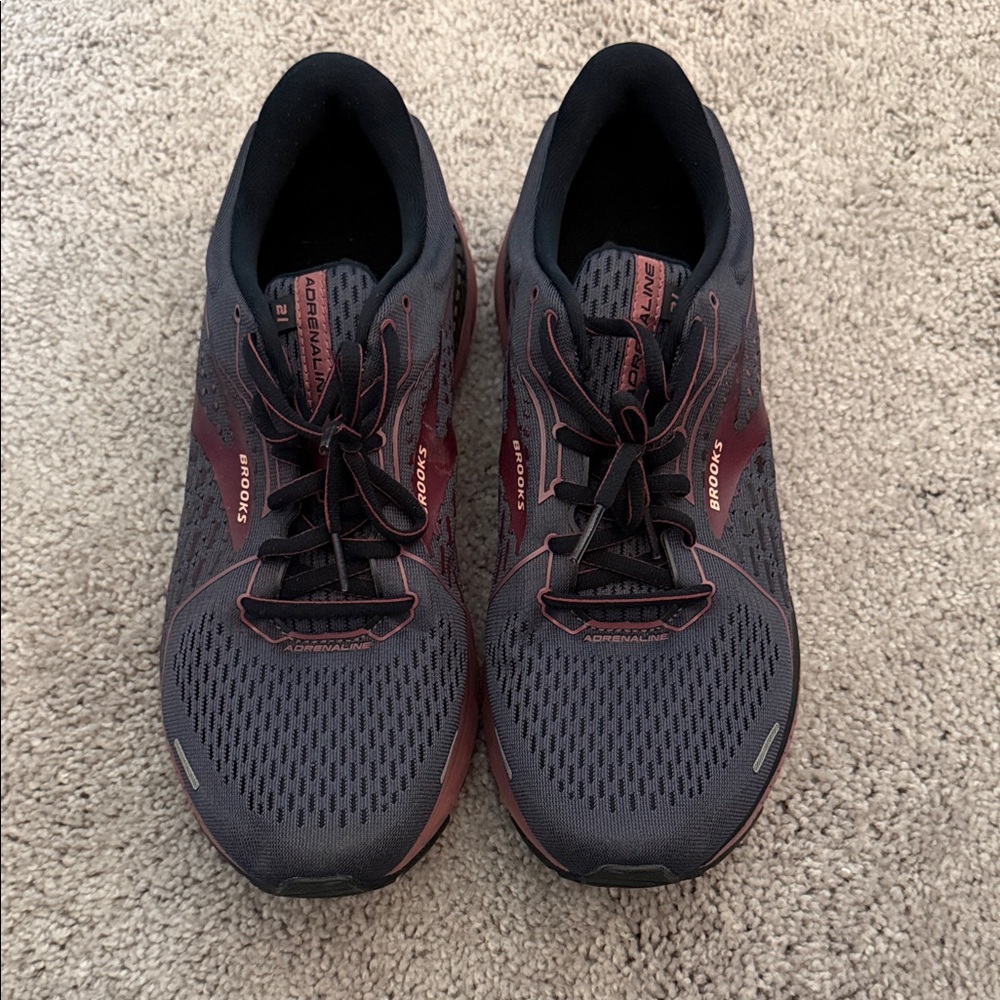 Brooks Charcoal and Burgundy Athletic Shoes